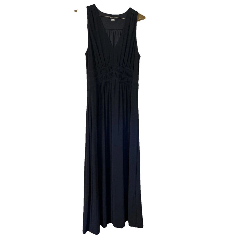 Tommy Hilfiger Navy Blue V-Neck Smocked Waist Sleeveless Maxi Dress Sz 10